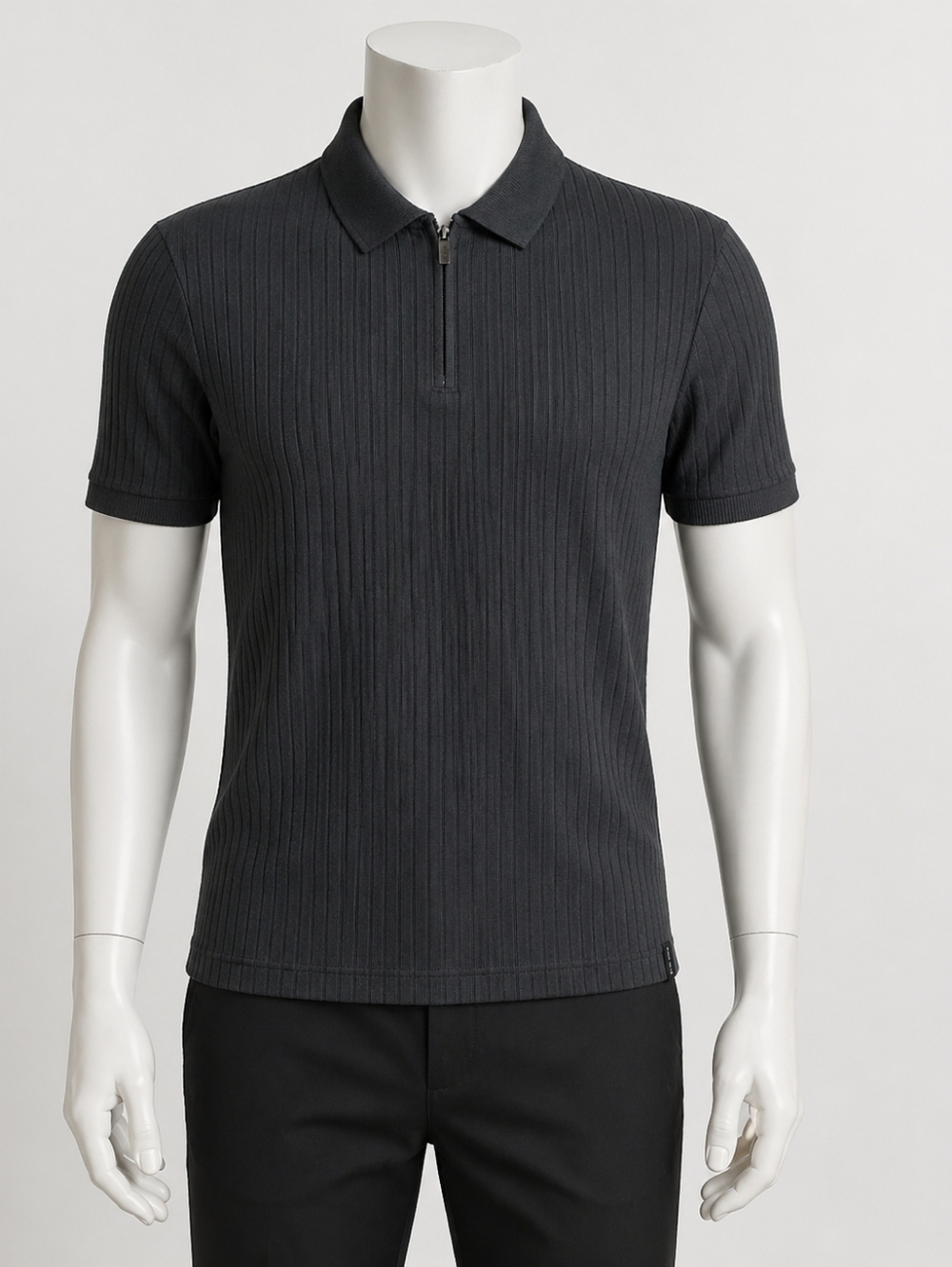 Perry Ellis Dark Gray Ribbed Polo Shirt Size M
